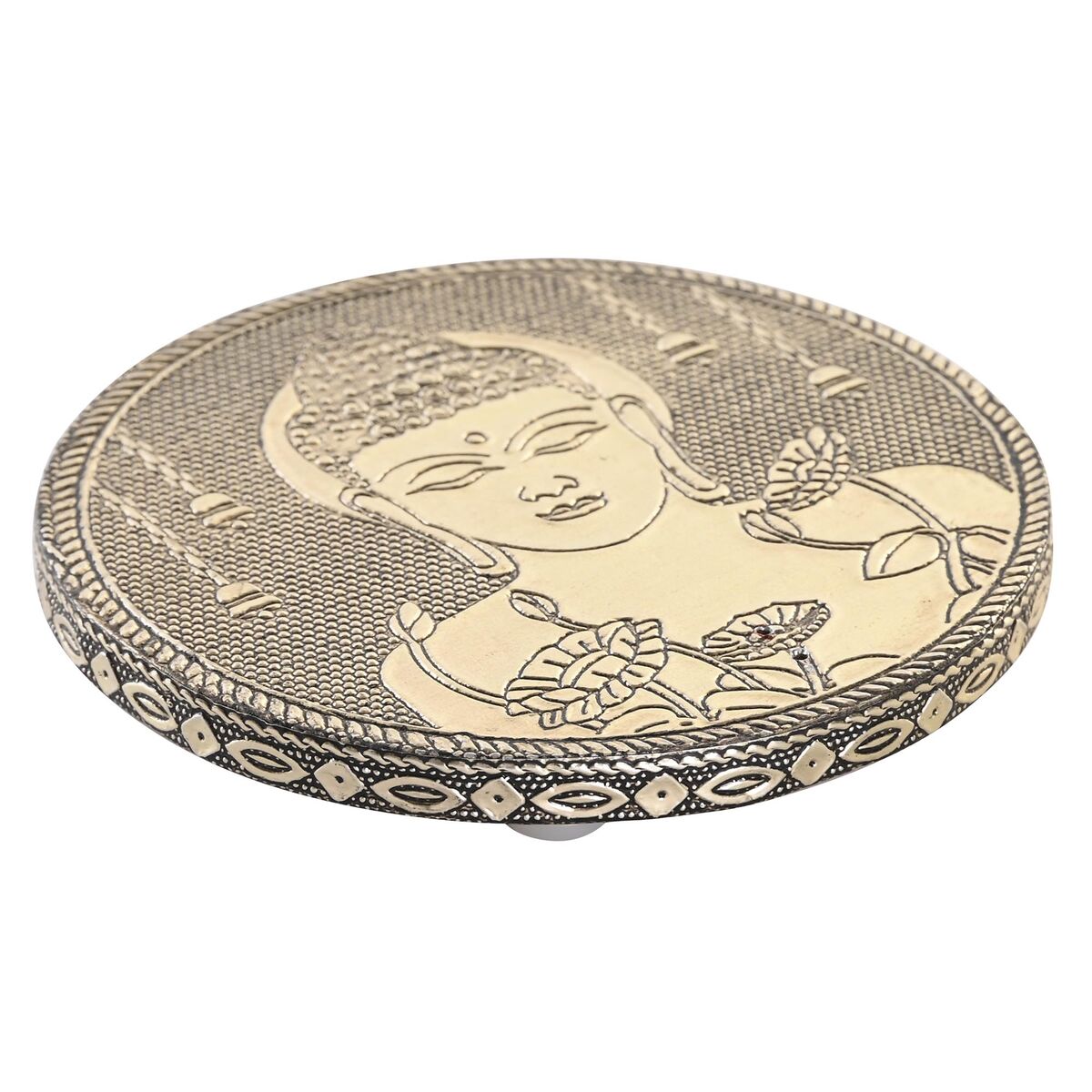 Eteeristen öljyjen poltin Buddha Ø 10 cm, puu & alumiini, sisustukseen, champagne