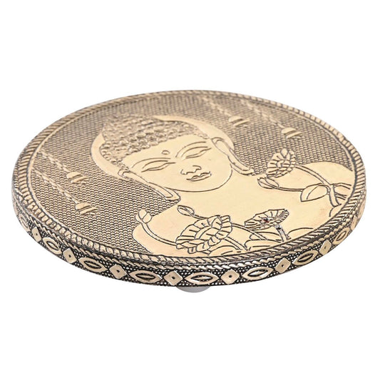 Eteeristen öljyjen poltin Buddha Ø 10 cm, puu & alumiini, sisustukseen, champagne