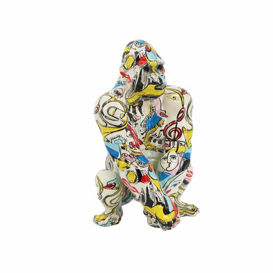 Gorilla koristehahmo monivärinen, moderni resin & alumiini 14×13×22 cm pöytään