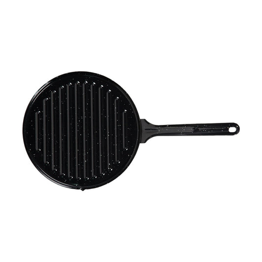 Grillipannu, emaloitu teräs Ø 26 cm, tarttumaton paistopinta - musta, grillille