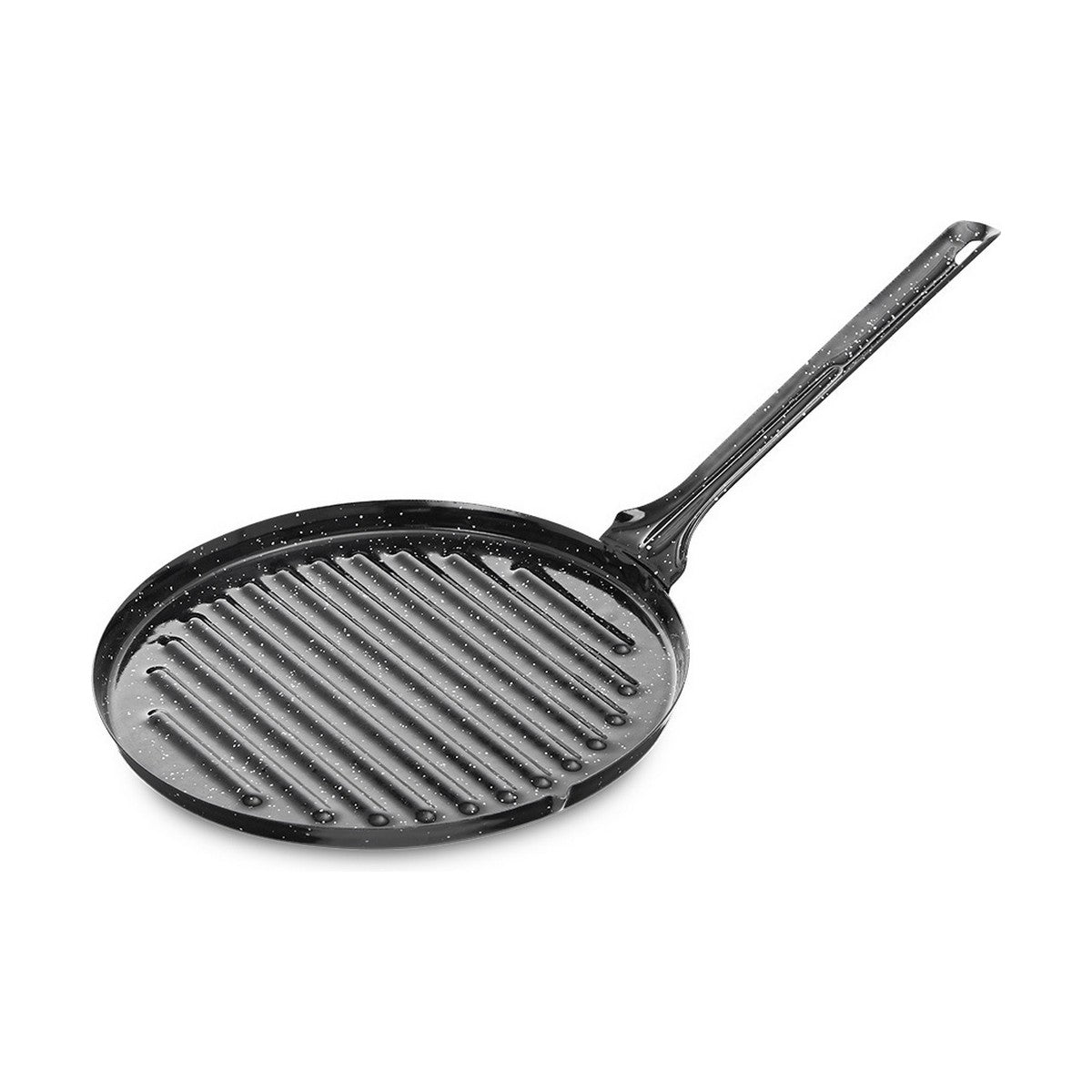 Grillipannu, emaloitu teräs Ø 26 cm, tarttumaton paistopinta - musta, grillille