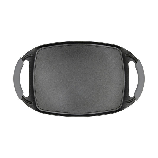 Grillipannu non-stick 47 x 29 cm, musta - silikonikahvat & metallirunko keittiöön