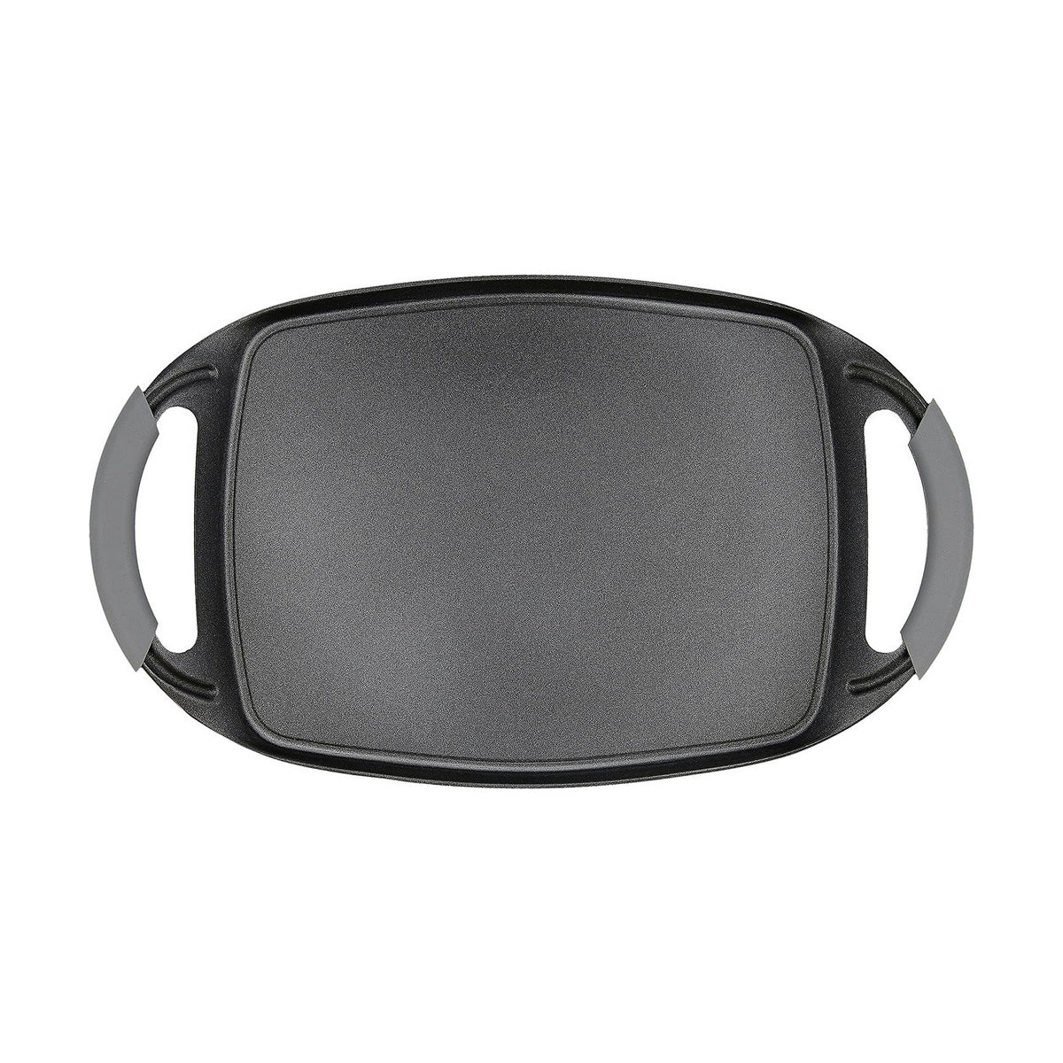 Grillipannu non-stick 47 x 29 cm, musta - silikonikahvat & metallirunko keittiöön