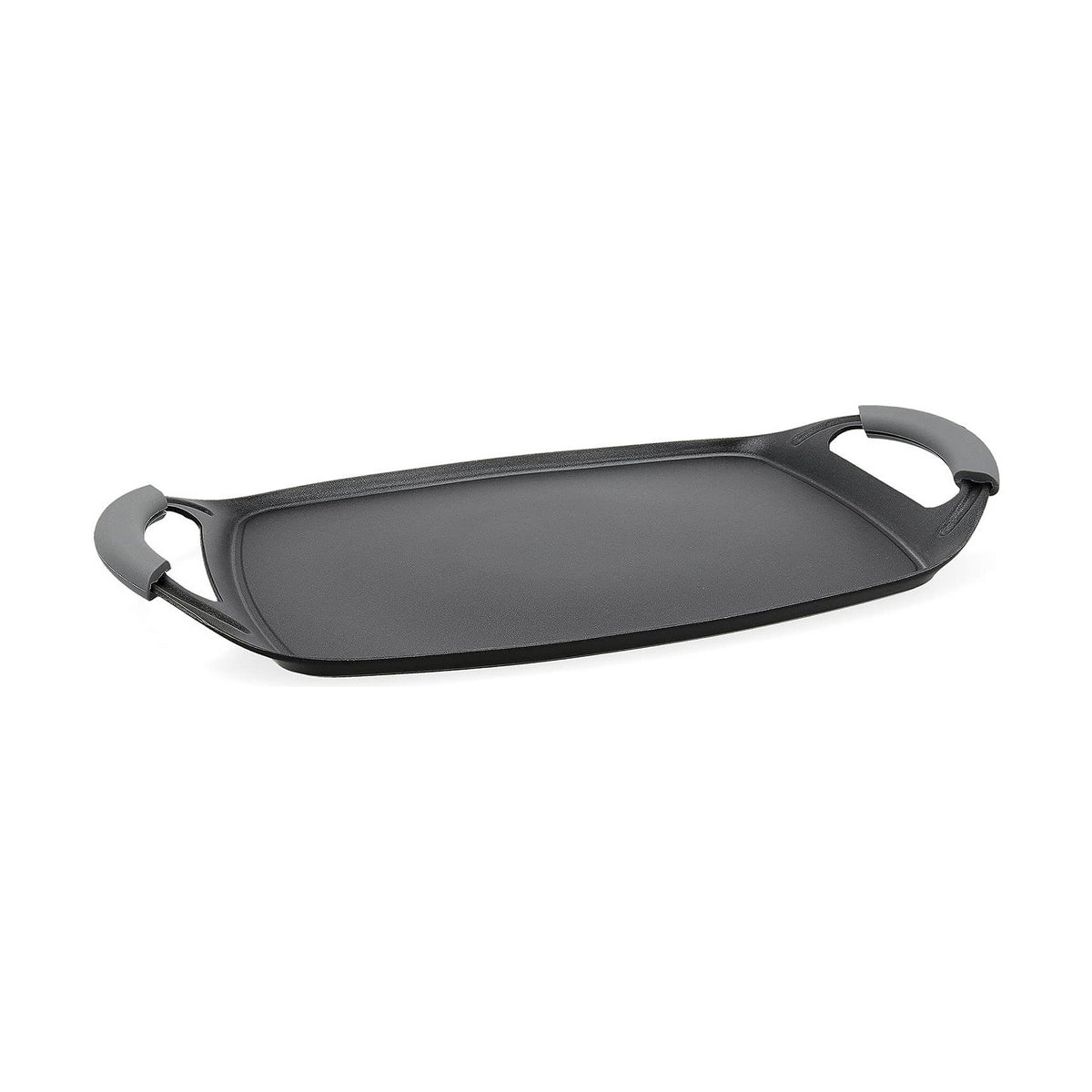 Grillipannu non-stick 47 x 29 cm, musta - silikonikahvat & metallirunko keittiöön