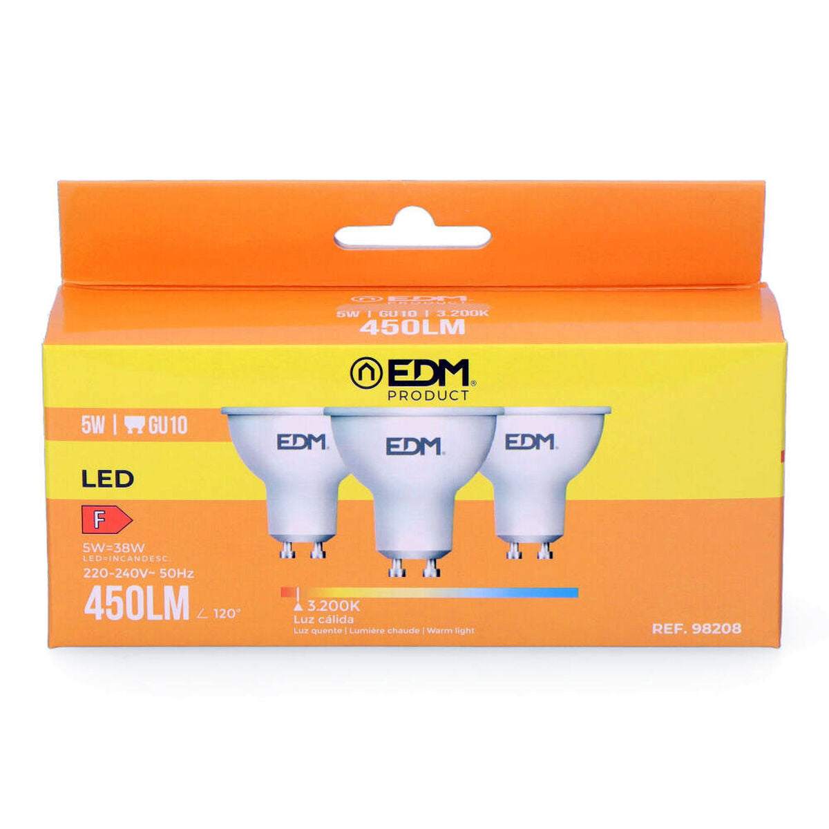 GU10 LED-polttimo 450 lm 3200 K 5 W - vastaa 45 W, lämmin valo, 3 kpl, Ø 5×5,5 cm