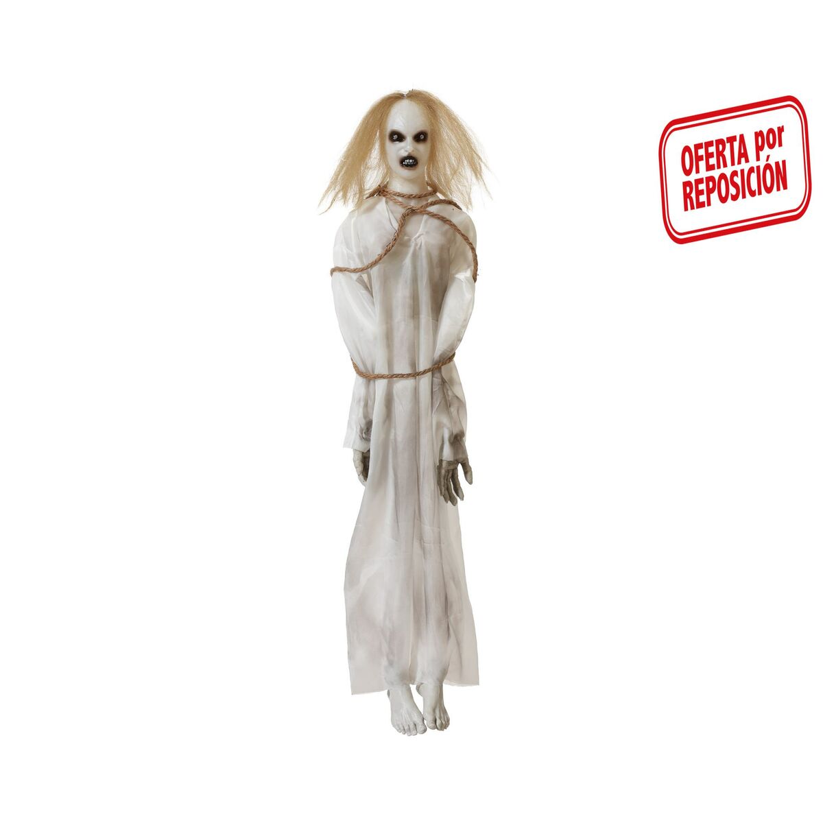Halloween-haamu 100 cm, valo & ääni, liikkuva ripustettava koriste juhliin