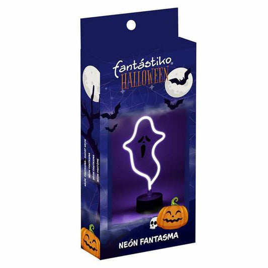 Halloween neonhaamu 13 x 28 cm, patterilla pöytäkoriste, valotehoste jalustalla