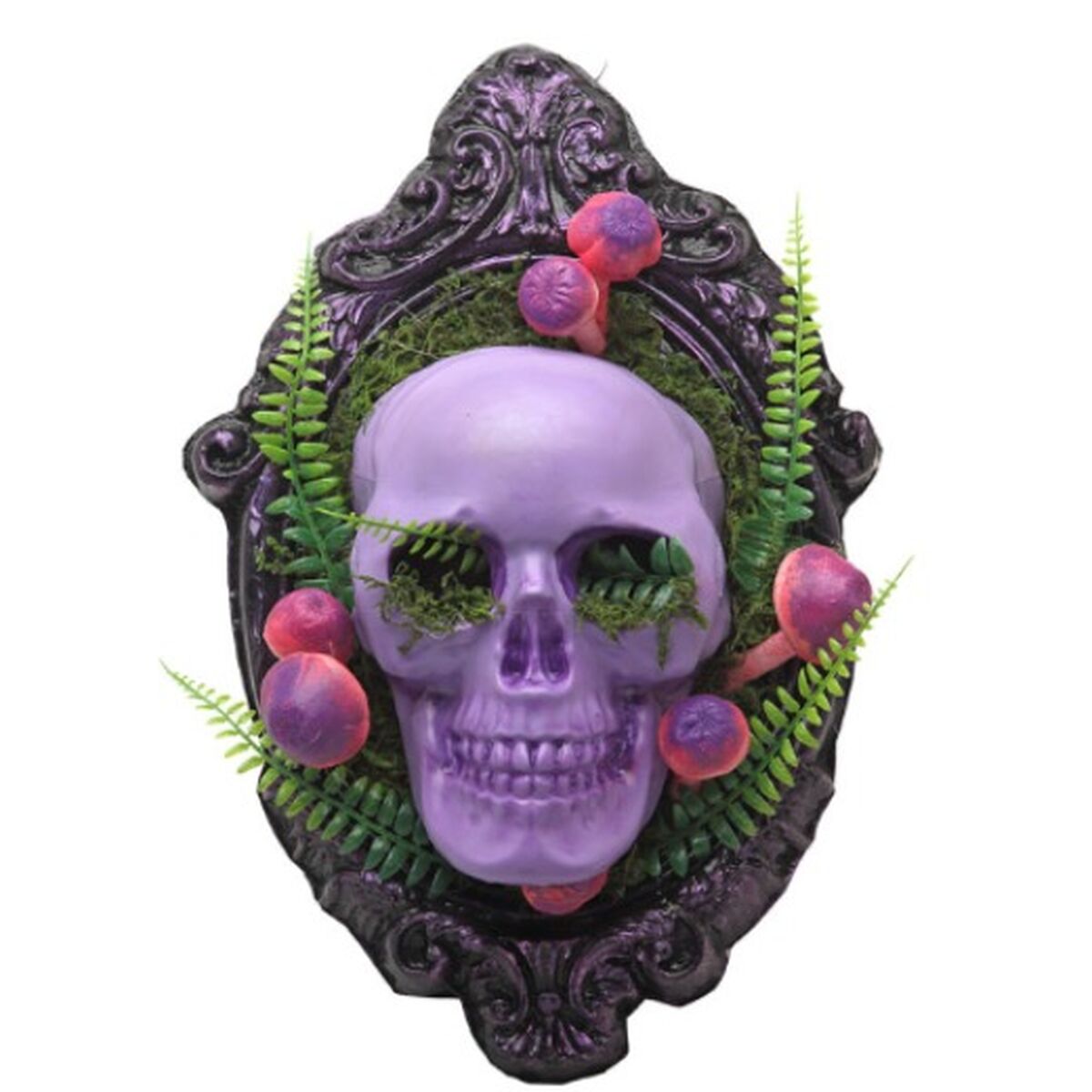 Halloween-koriste, violetti luurankokallo, pelottava seinäkoriste 38×26×10 cm