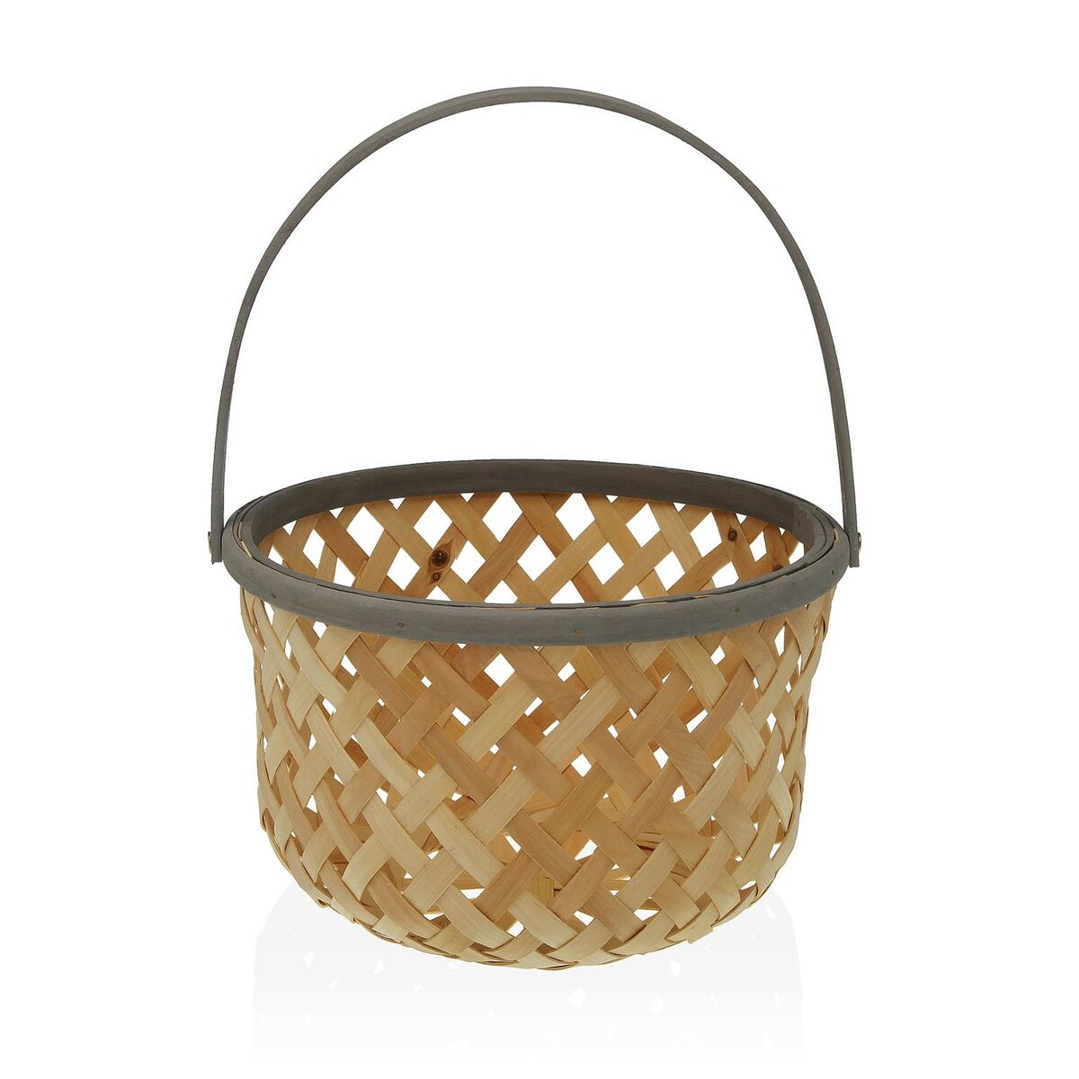 Hedelmäkulho käsinpunottu, bambu & kuusi, harmaa reuna 28,5 x 35 x 28,5 cm