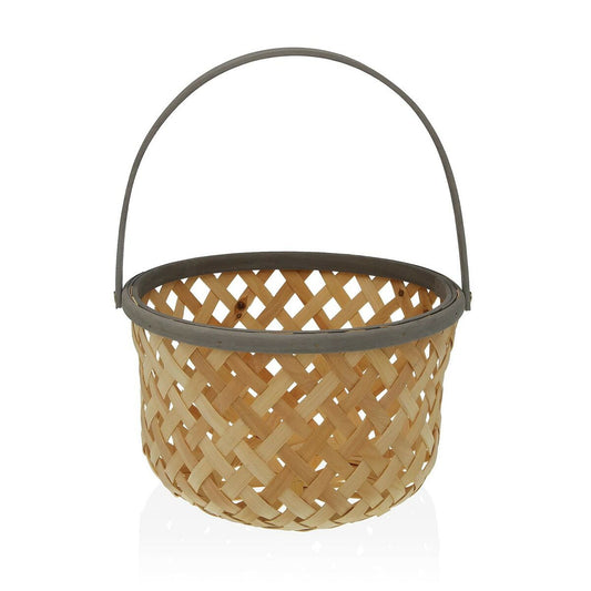 Hedelmäkulho käsinpunottu, bambu & kuusi, harmaa reuna 28,5 x 35 x 28,5 cm