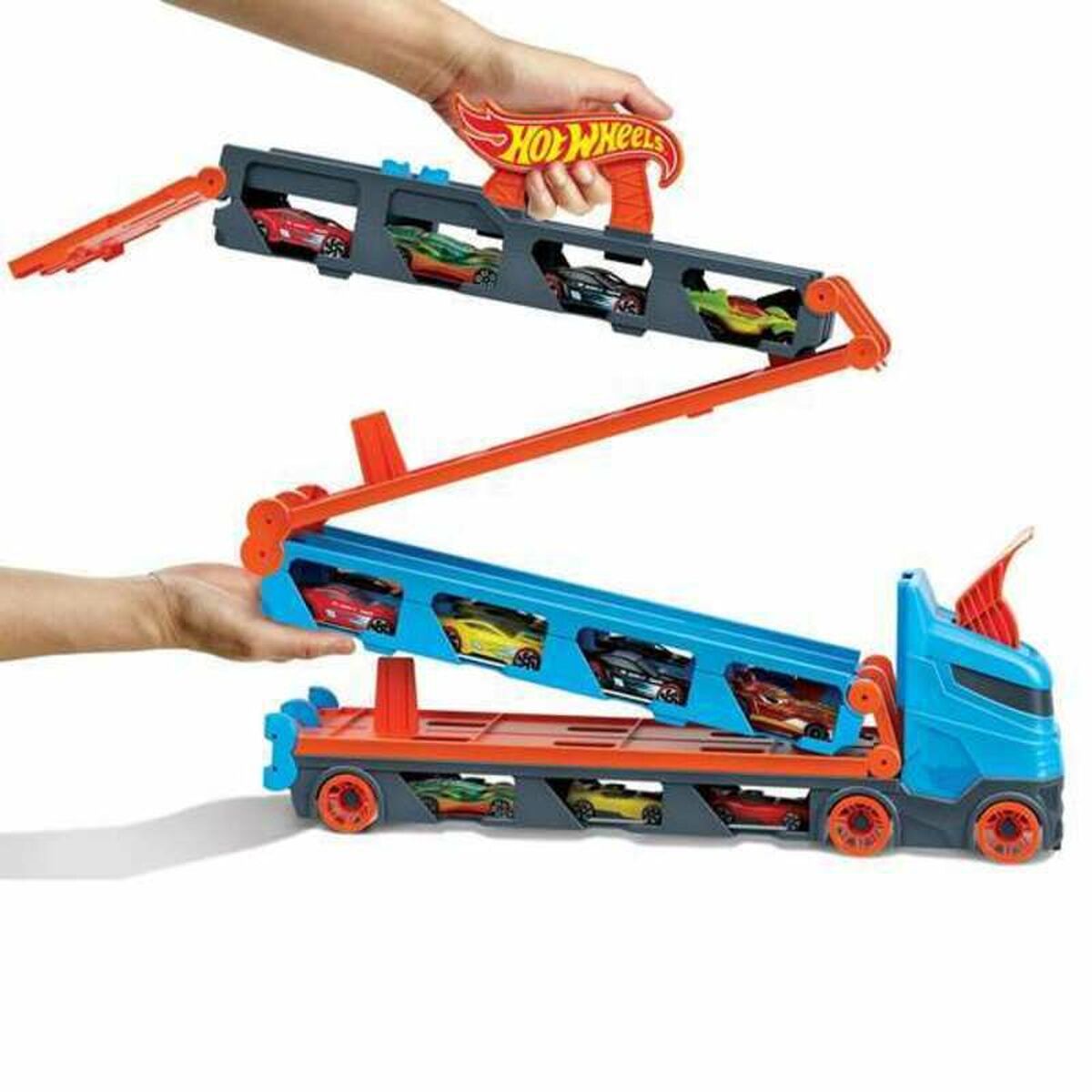 Hot Wheels rekka 3 autolla, kuljetusauto lelu muovia, lapsille 4–8 v sisäleikkeihin