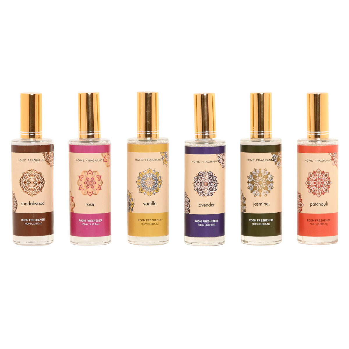 Huonetuoksu 100 ml, 6 kpl monituoksu pakkaus - rose, vanilla, lavender, jasmine