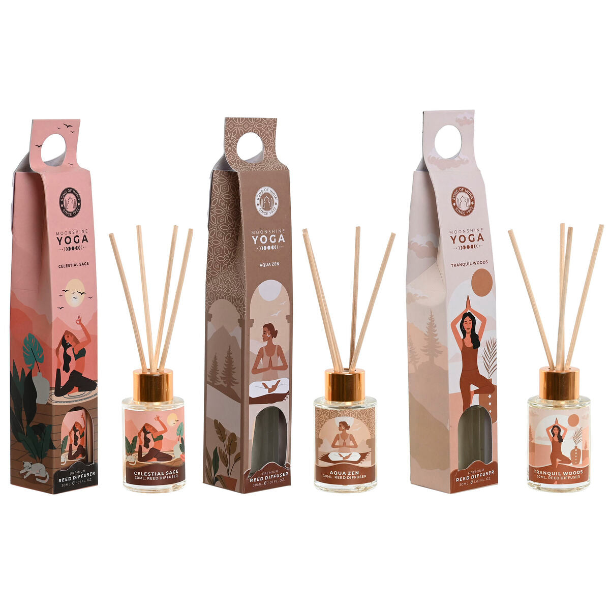 Huonetuoksu 30 ml, 3 kpl - tuoksutikku kotiin, Urban-muotoilu valk/beige/roosa