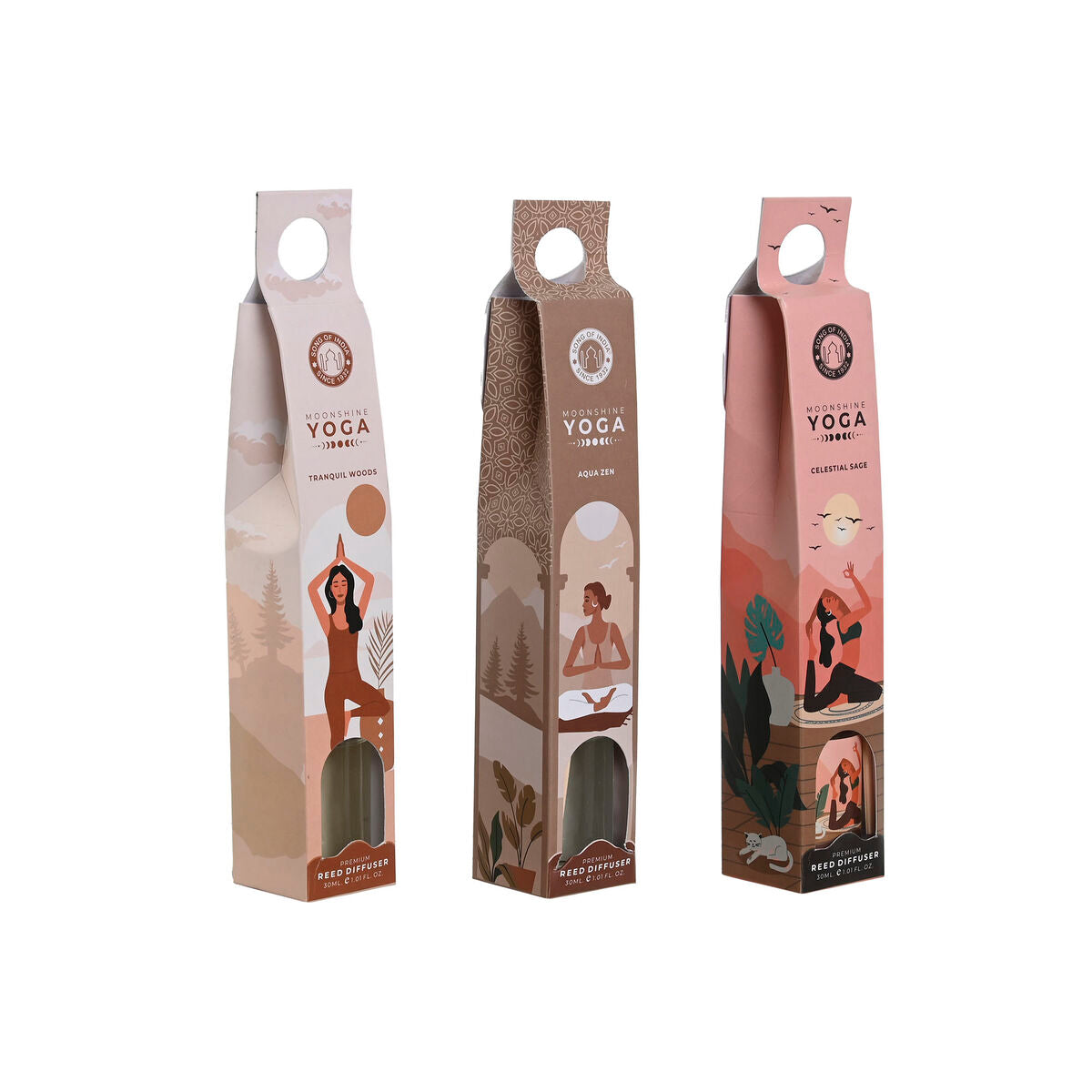 Huonetuoksu 30 ml, 3 kpl - tuoksutikku kotiin, Urban-muotoilu valk/beige/roosa
