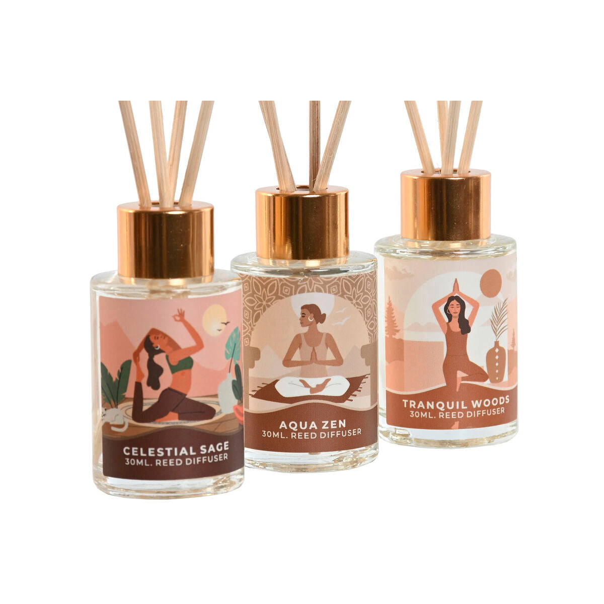 Huonetuoksu 30 ml, 3 kpl - tuoksutikku kotiin, Urban-muotoilu valk/beige/roosa