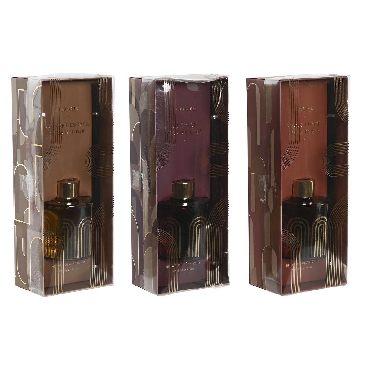 Ilmanraikastin 100 ml 3 kpl, urban lasipullo tuoksutikut - ruskea & bordeaux