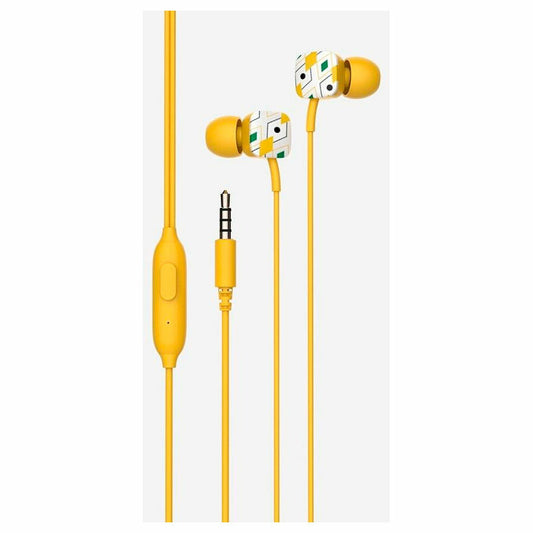 In-ear-kuulokkeet mikrofoni, 3.5 mm jack, 9 mm elementit, johdolliset, keltainen