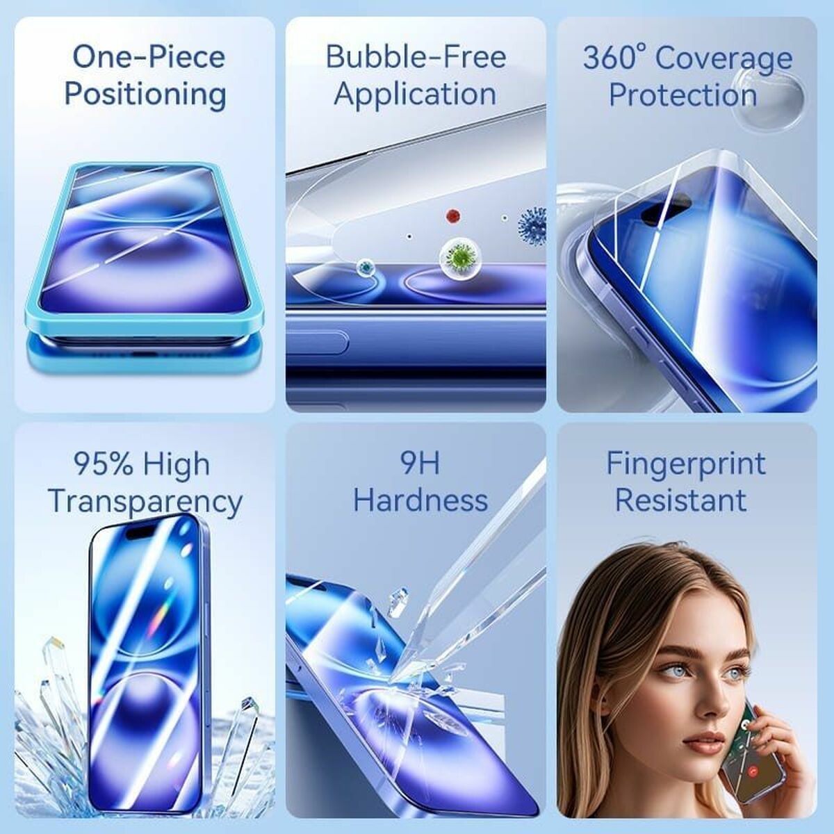 IPhone 16 Pro Max karkaistu lasinäytönsuoja, läpinäkyvä, asennussarja