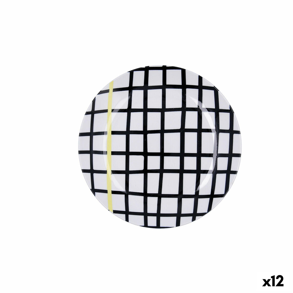 Jälkiruokalautanen 19 cm keramiikka, zigzag-kuvio monivärinen 12-osainen setti
