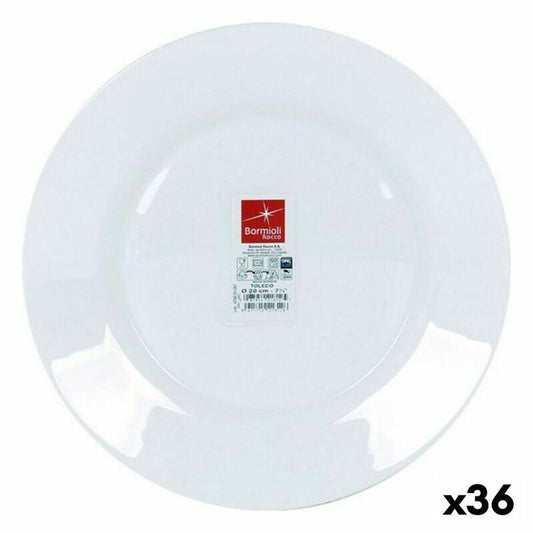 Jälkiruokalautanen 20 cm lasinen, valkoinen, 36 kpl - Toledo (Bormioli)