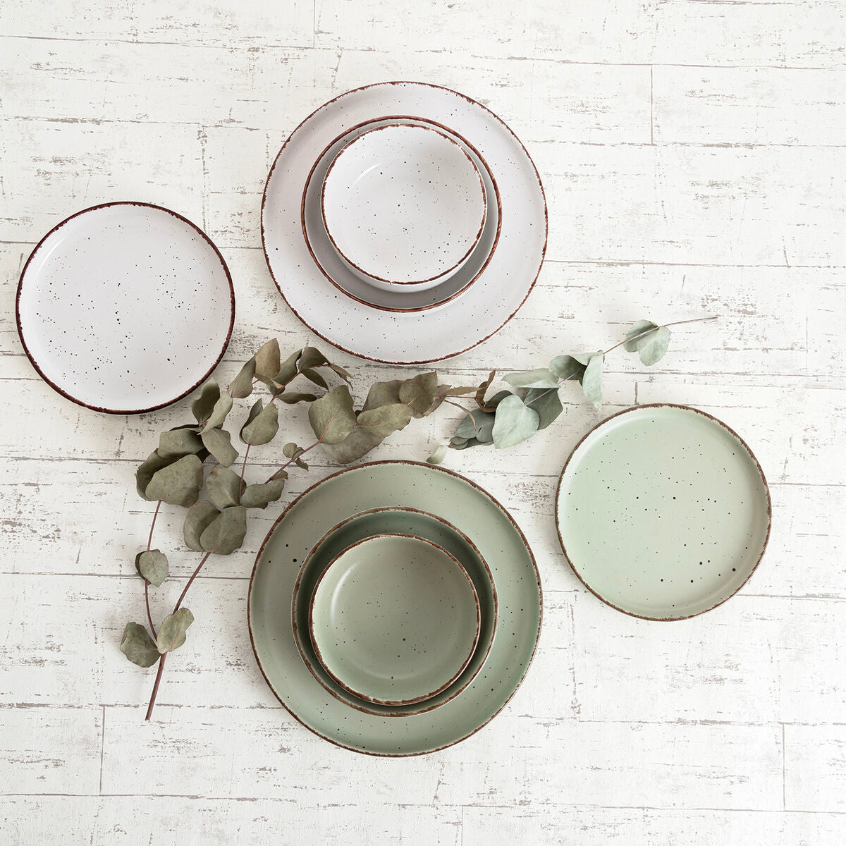 Jälkiruokalautanen 20 cm, keramiikka beige, käsinmaalattu, mikronkestävä, 6 osaa
