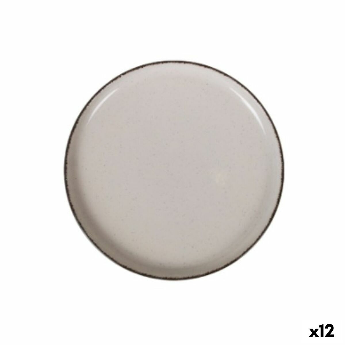 Jälkiruokalautaset 12 osaa, keramiikka, pyöreä, beige reunus