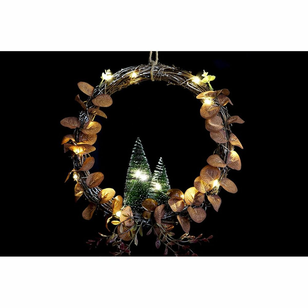 Joulukranssi led-valoilla, kuusikoristeilla, 2 kpl 30 x 2 x 30 cm, sisätiloihin
