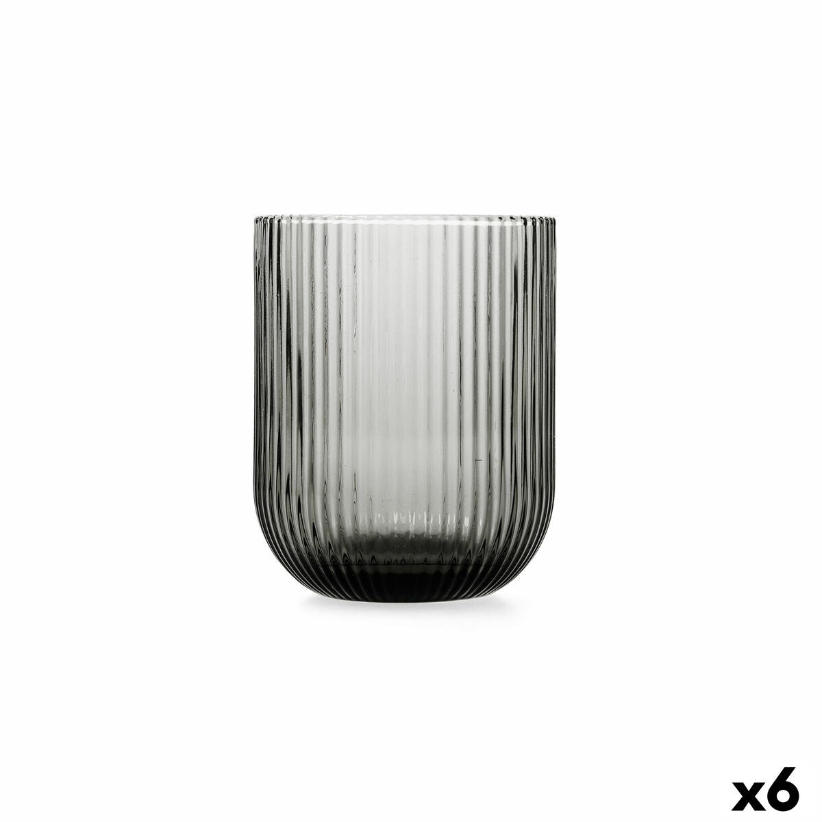 Juomalasit 280 ml, 6 kpl - moderni harmaa uritettu lasi, tiskikoneeseen sopiva