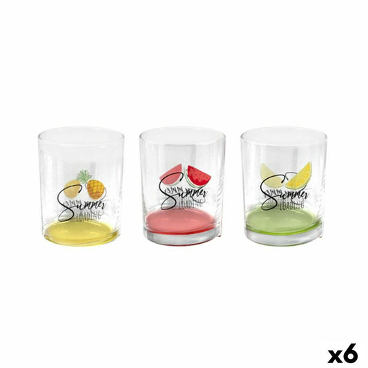 Juomalasit 280 ml hedelmäkuvio, 3 kpl (6 osaa) - kesäiset juomalasit pöytään