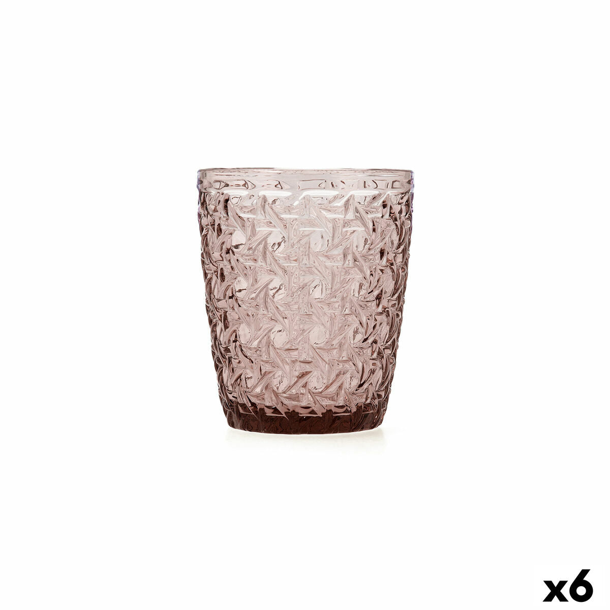 Juomalasit 300 ml, 6 kpl - vaaleanpunaiset kuvioidut lasit arkeen & juhlaan