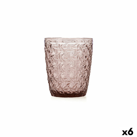 Juomalasit 300 ml, 6 kpl - vaaleanpunaiset kuvioidut lasit arkeen & juhlaan
