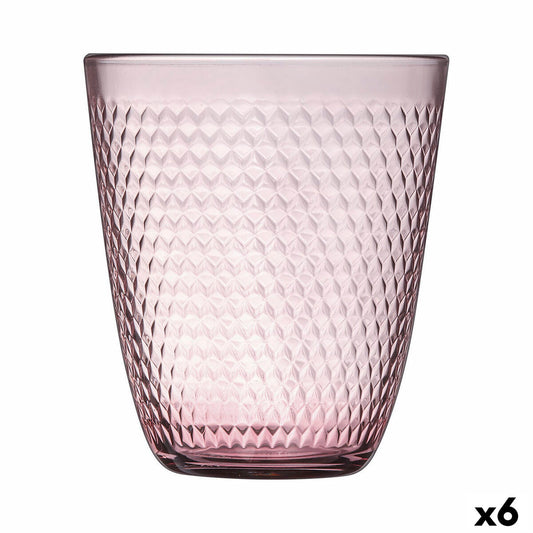 Juomalasit 310 ml, 6 kpl vaaleanpunaiset, kuvioitu lasi ruokapöytään Pampille Rosa