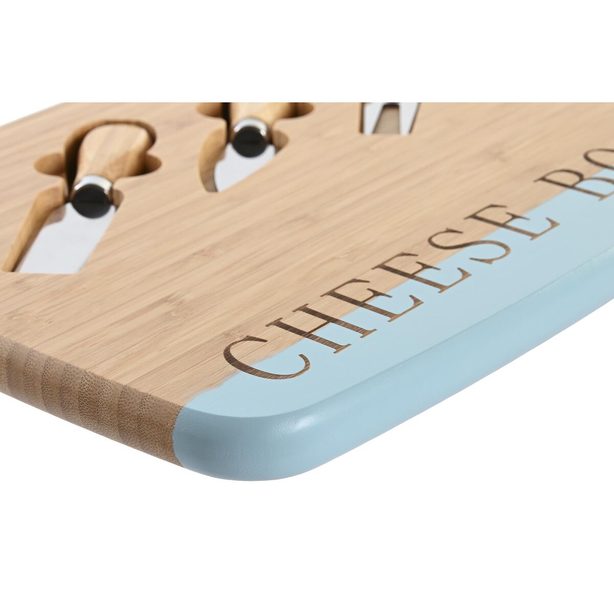 Juustolauta bambu 33,5×24×2 cm, 3 kpl, ruostumattomat veitset, pastellisävyt