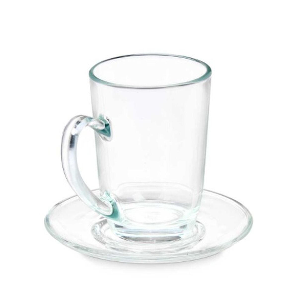 Kahvikuppi ja lautanen 200 ml, 6 kpl - läpinäkyvä lasi, kahvi & tee setti