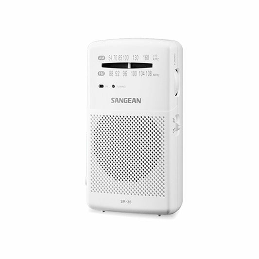 Kannettava AM-FM-radio, vesitiivis, paristokäyttöinen valkoinen ja musta taskuradio