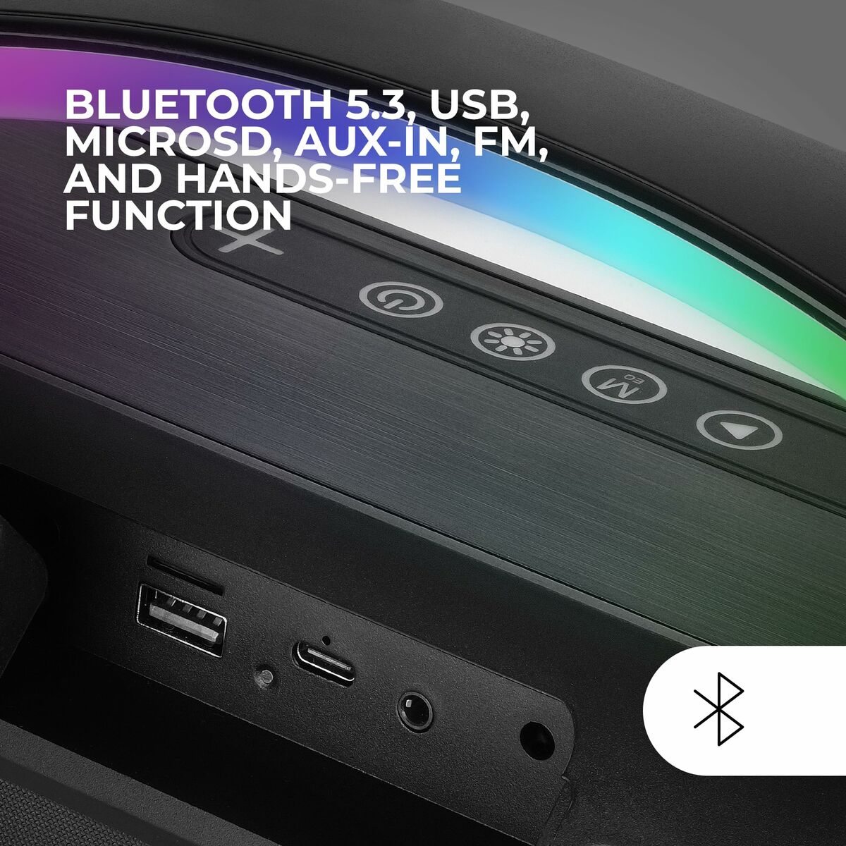 Kannettava Bluetooth-kaiutin 50 W, moniväriset LED-valot, 5000 mAh, pelaajille – kannettava kaiutin bilekaiutin – kuva 6