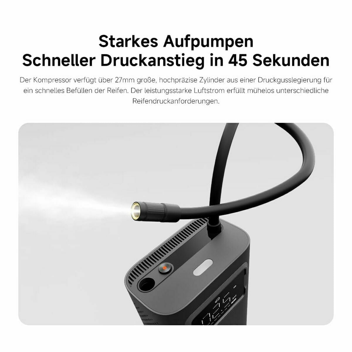 Kannettava rengaspumppu akulla, digitaalinen ilmapumppu autoon & pyörään led