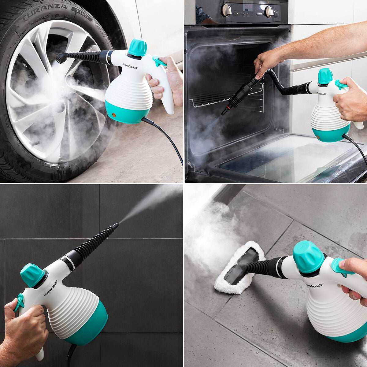 Käsihöyrypuhdistin 3 bar, 9-in-1 350 ml 1000 W, kotiin & autoon