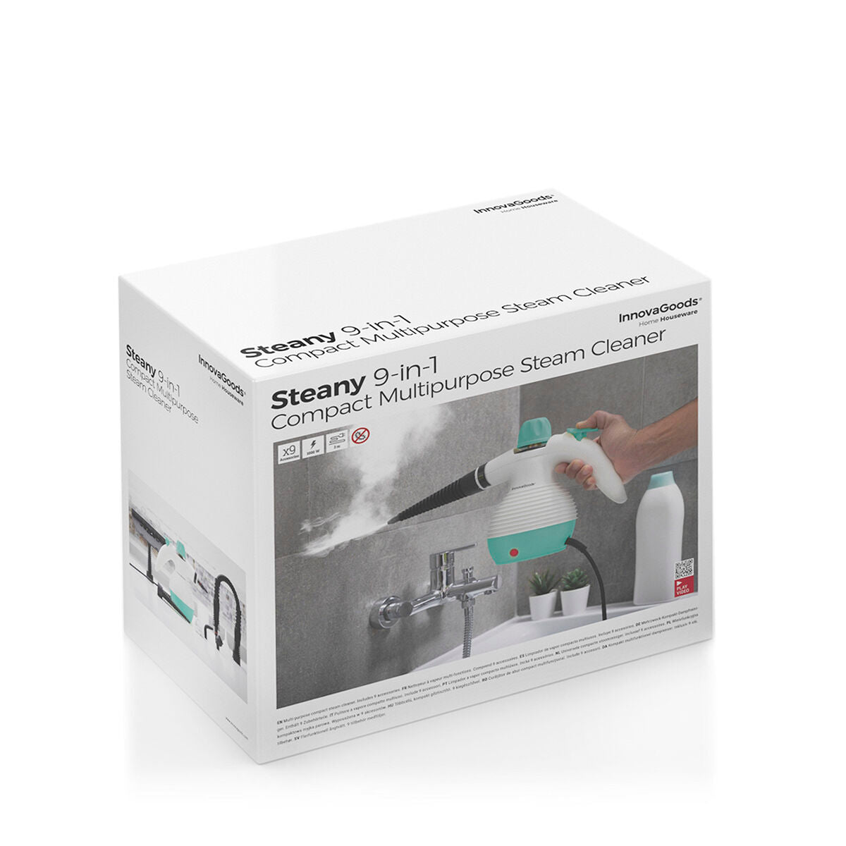 Käsihöyrypuhdistin 3 bar, 9-in-1 350 ml 1000 W, kotiin & autoon