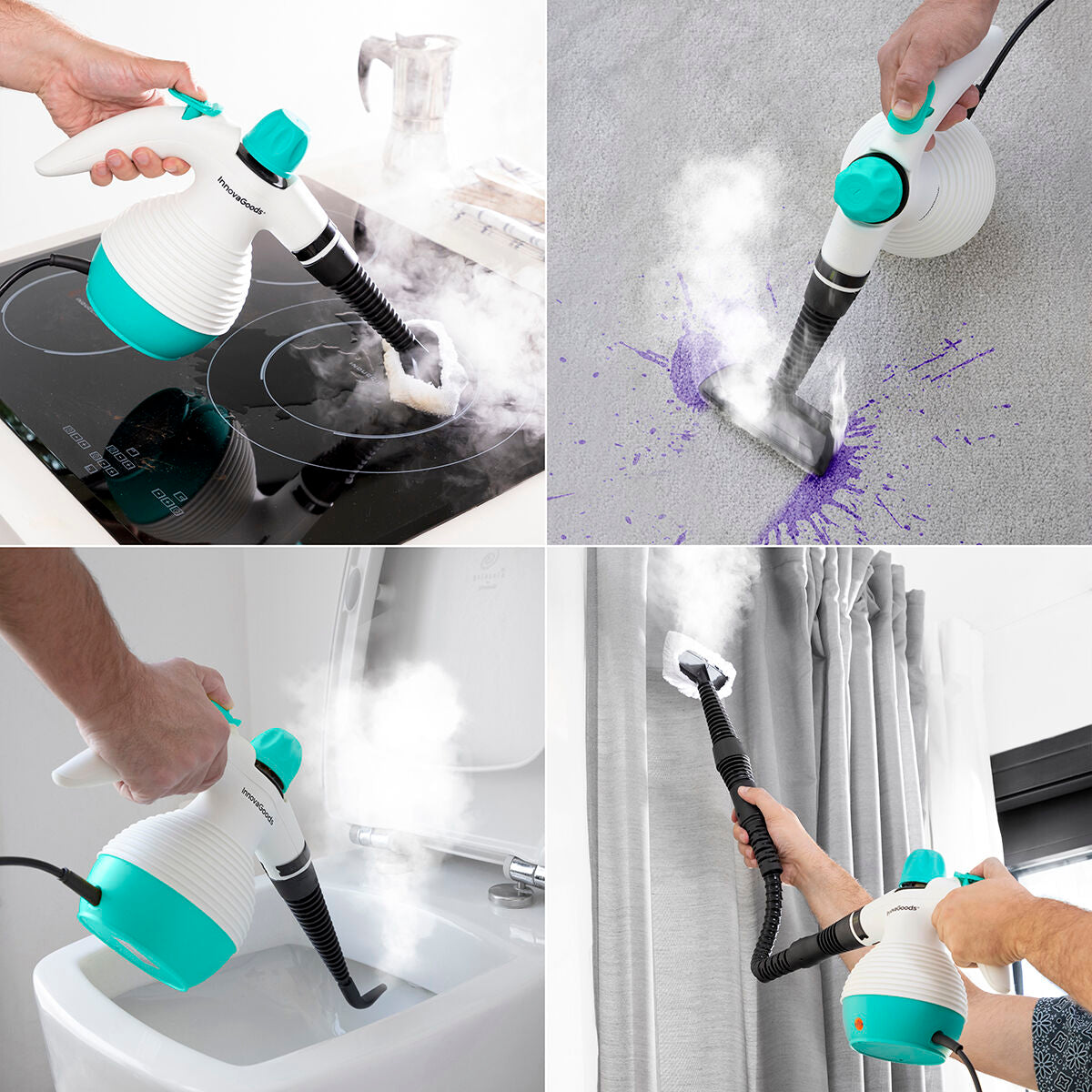 Käsihöyrypuhdistin 3 bar, 9-in-1 350 ml 1000 W, kotiin & autoon
