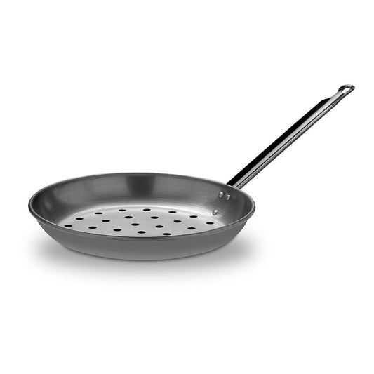 Kastanjapannu Ø 28 cm, kiillotettu teräs - grillille & avotuleen