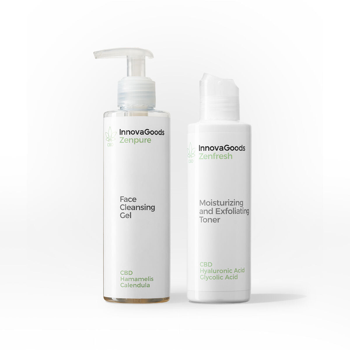 Kasvopuhdistussetti CBD, puhdistusgeeli 200 ml & kosteuttava kasvovesi 150 ml