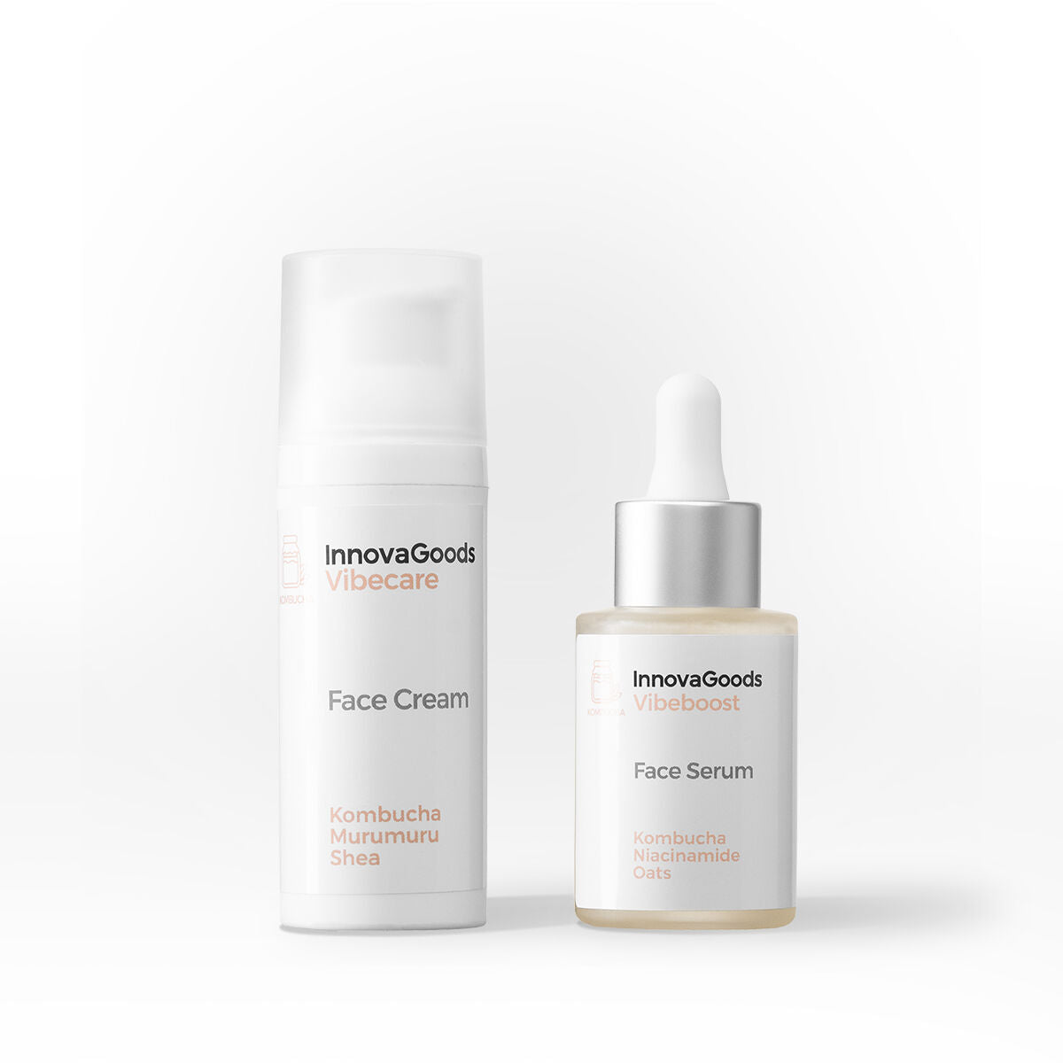 Kasvoseerumi & päivävoide setti, kosteuttava kombucha 30+50 ml, vegaani