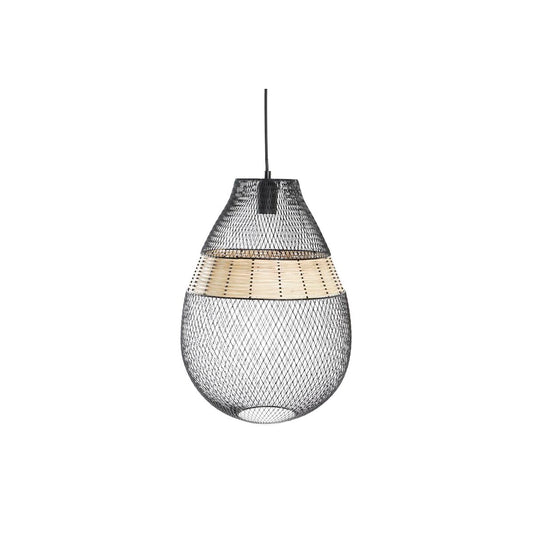 Kattovalaisin musta metalliverkko rattan-keskiosa 50 W E27, 32x32x43 cm