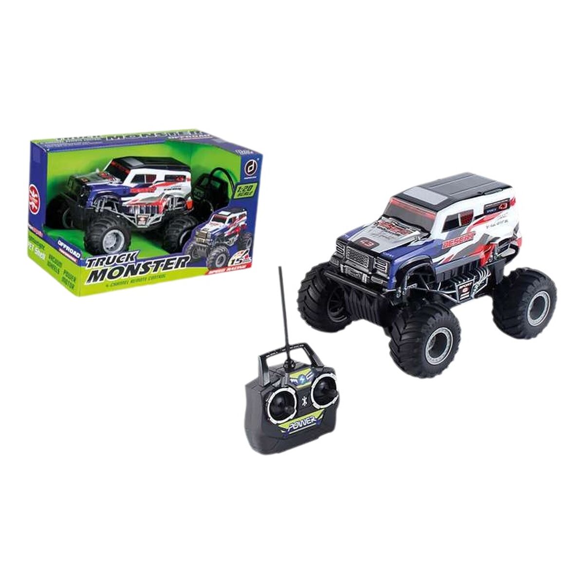 Kauko-ohjattava auto monster truck 1:20, isot renkaat, lapsille 18×13×13 cm