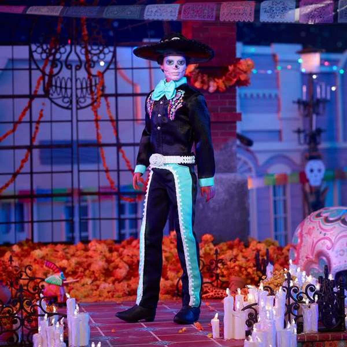 Ken nukke Kuolleiden päivä, Day of the Dead -asu, musta figuuri, lapsille