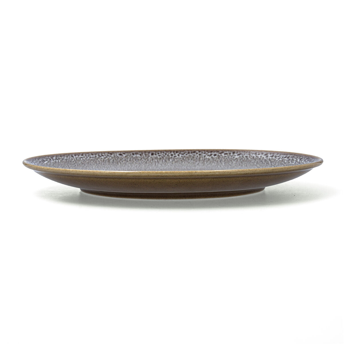 Keraaminen ruokalautanen 27 cm, ruskea pilkullinen & kullanreuna, 6 kpl