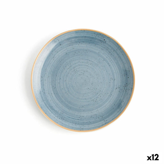 Lautaset 21 cm keraamiset sininen, ruokalautanen reuna 12 kpl astiastosetti