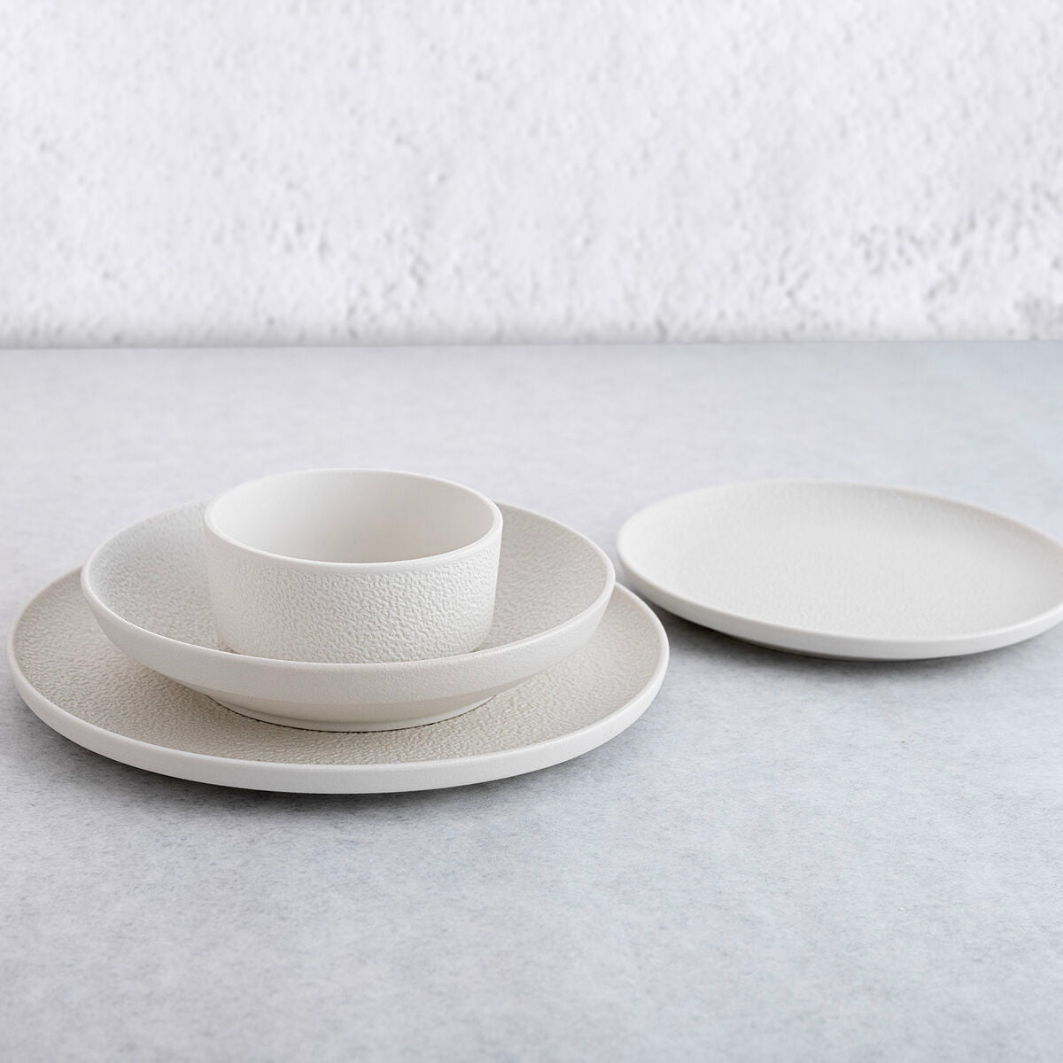 Lautaset 6 kpl keraamiset litteät, valkoinen 26,5 cm, astiapesuun & mikroaaltioon