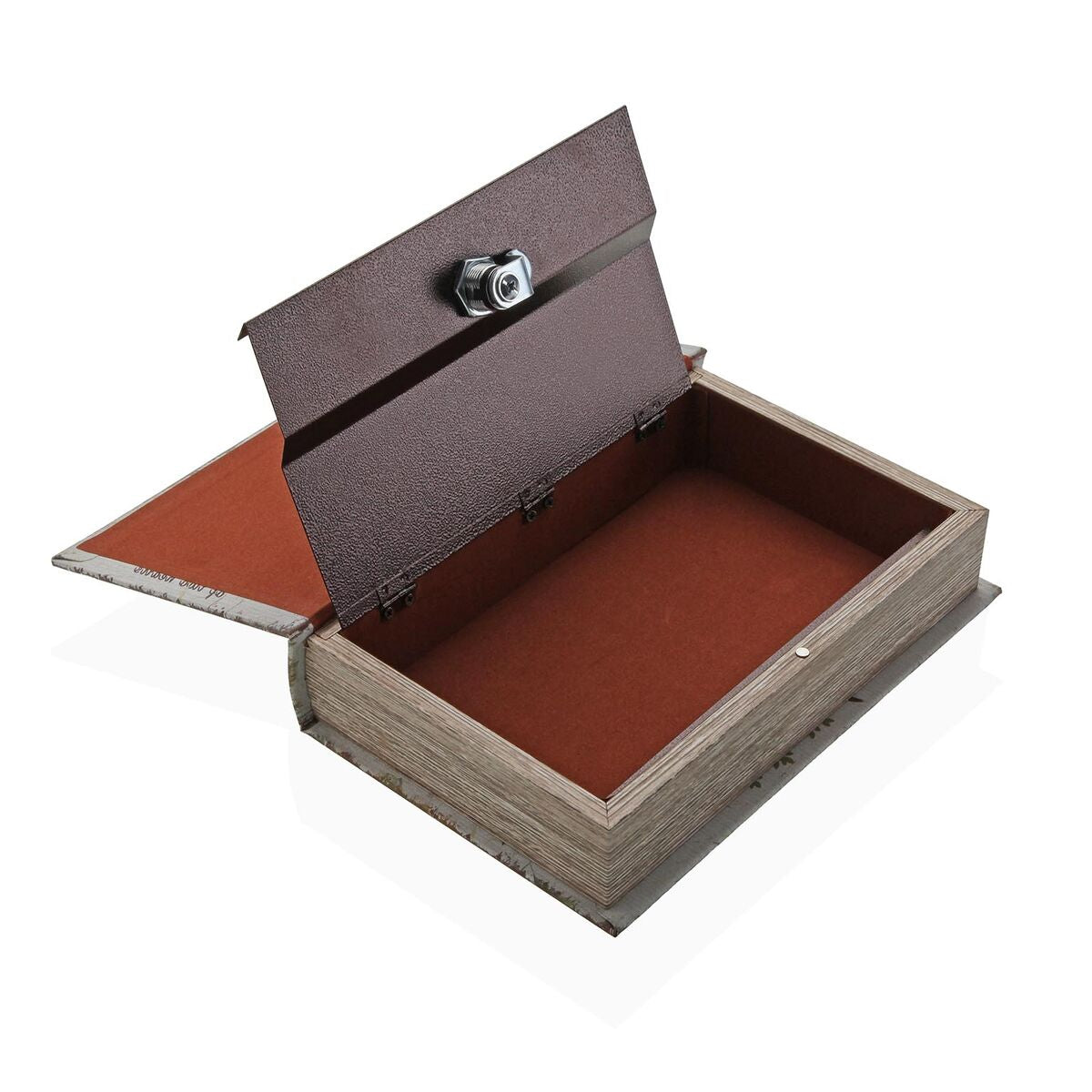 Kirjan muotoinen säilytysrasia, puu-kuvio beige, canvas & MDF, 16 x 5 x 24 cm
